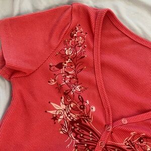 butterfly designed pink crop top